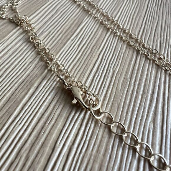 NEW Evil Eye Gold Rhinestone Blue White Necklace 16” chain lobster claw clasp - Picture 3 of 8